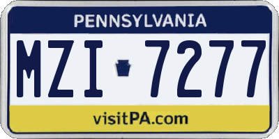 PA license plate MZI7277