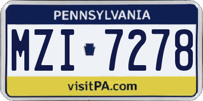 PA license plate MZI7278