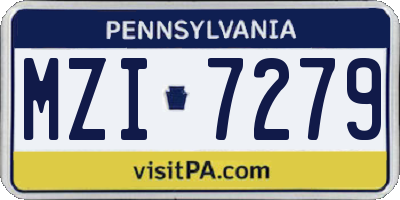 PA license plate MZI7279