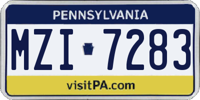 PA license plate MZI7283