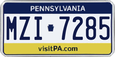 PA license plate MZI7285