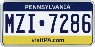 PA license plate MZI7286