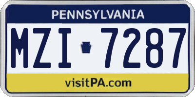PA license plate MZI7287
