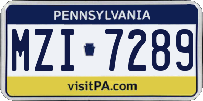 PA license plate MZI7289