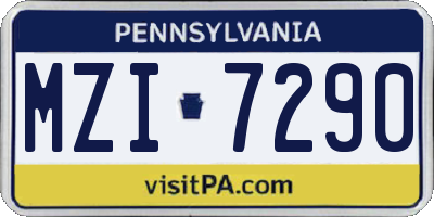 PA license plate MZI7290