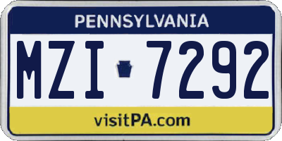 PA license plate MZI7292