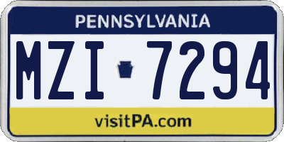 PA license plate MZI7294