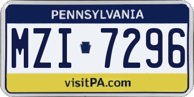 PA license plate MZI7296