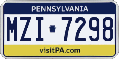 PA license plate MZI7298