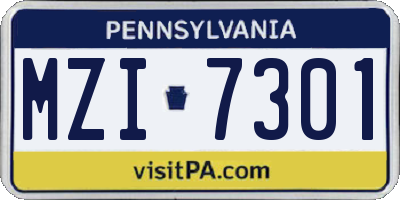 PA license plate MZI7301