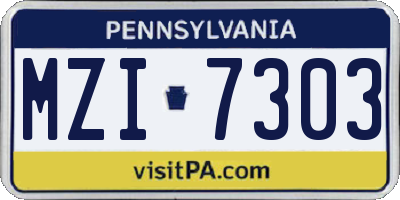PA license plate MZI7303