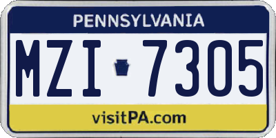 PA license plate MZI7305