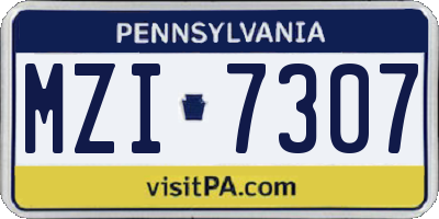 PA license plate MZI7307