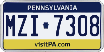 PA license plate MZI7308