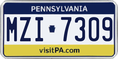 PA license plate MZI7309