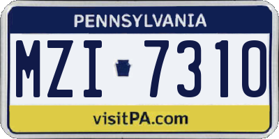 PA license plate MZI7310