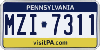 PA license plate MZI7311