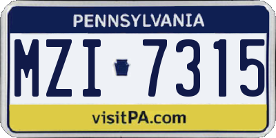 PA license plate MZI7315
