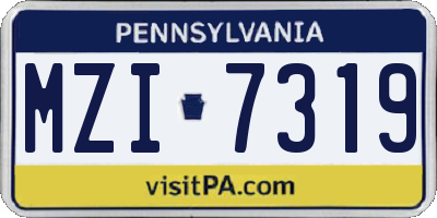 PA license plate MZI7319