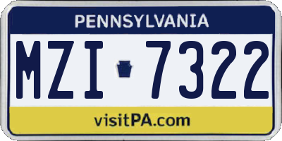 PA license plate MZI7322