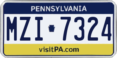 PA license plate MZI7324