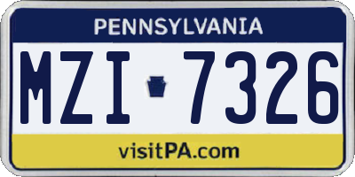 PA license plate MZI7326