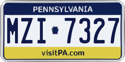 PA license plate MZI7327