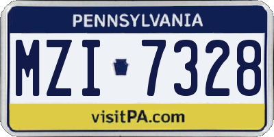 PA license plate MZI7328
