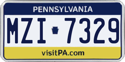 PA license plate MZI7329