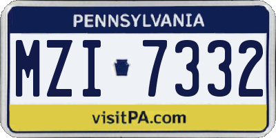 PA license plate MZI7332