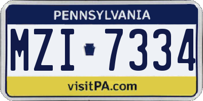 PA license plate MZI7334