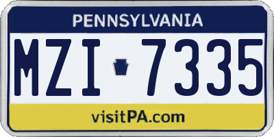 PA license plate MZI7335