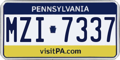 PA license plate MZI7337