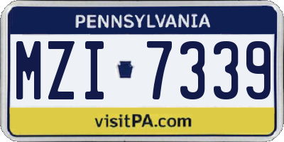 PA license plate MZI7339