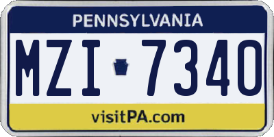 PA license plate MZI7340