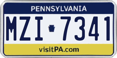 PA license plate MZI7341