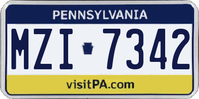PA license plate MZI7342