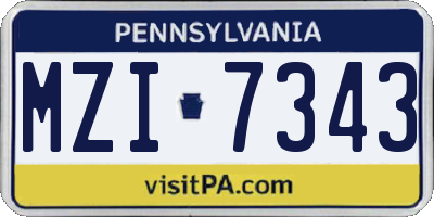 PA license plate MZI7343