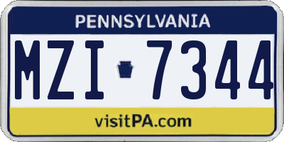 PA license plate MZI7344