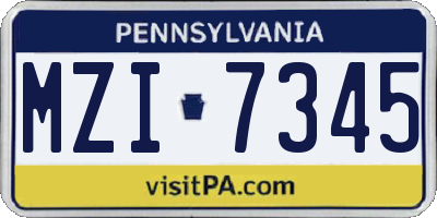 PA license plate MZI7345