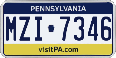 PA license plate MZI7346
