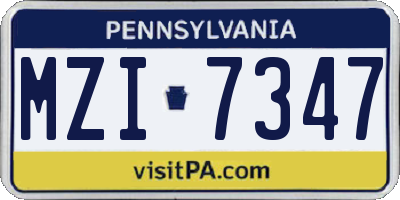 PA license plate MZI7347