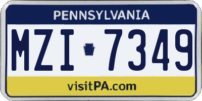 PA license plate MZI7349