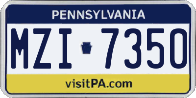 PA license plate MZI7350