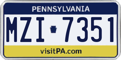 PA license plate MZI7351