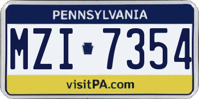 PA license plate MZI7354