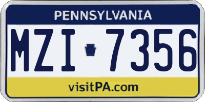 PA license plate MZI7356