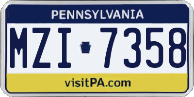 PA license plate MZI7358