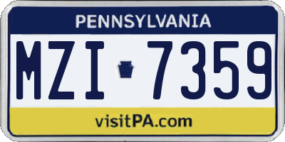 PA license plate MZI7359