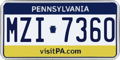 PA license plate MZI7360
